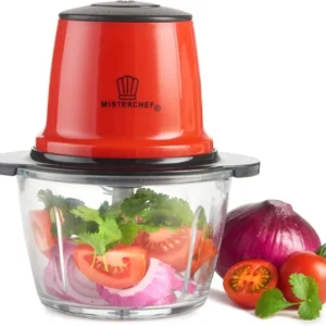 MisterChef Red Mini Chopper, Blender, Food Processor, 3 bi-Level Blades -EU PLUG