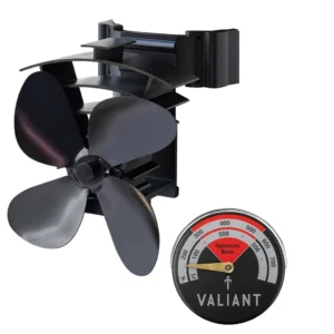 Valiant Stove Pipe Fan - Remora, Flue Pipe Mounted & Red Thermometer BUNDLE